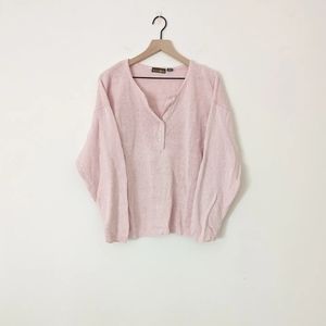 Baby Pink Henley Sweater